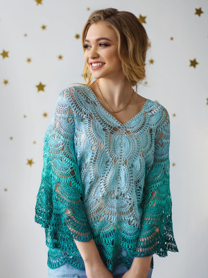 Blusa all’uncinetto “SONIA” fatta a mano – Taglia M/L