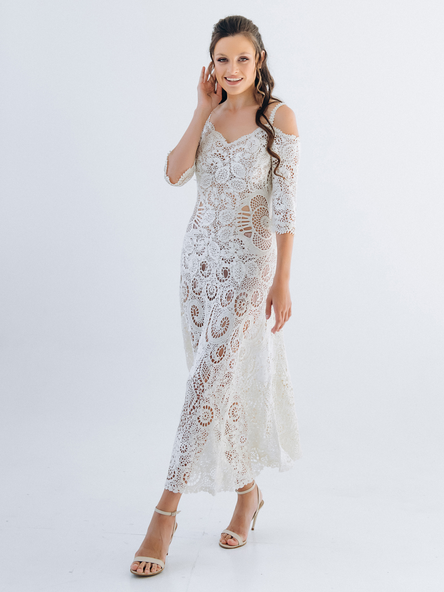 Весільна сукня “GRACE” – ручна робота, ірландське мереживо, айворі