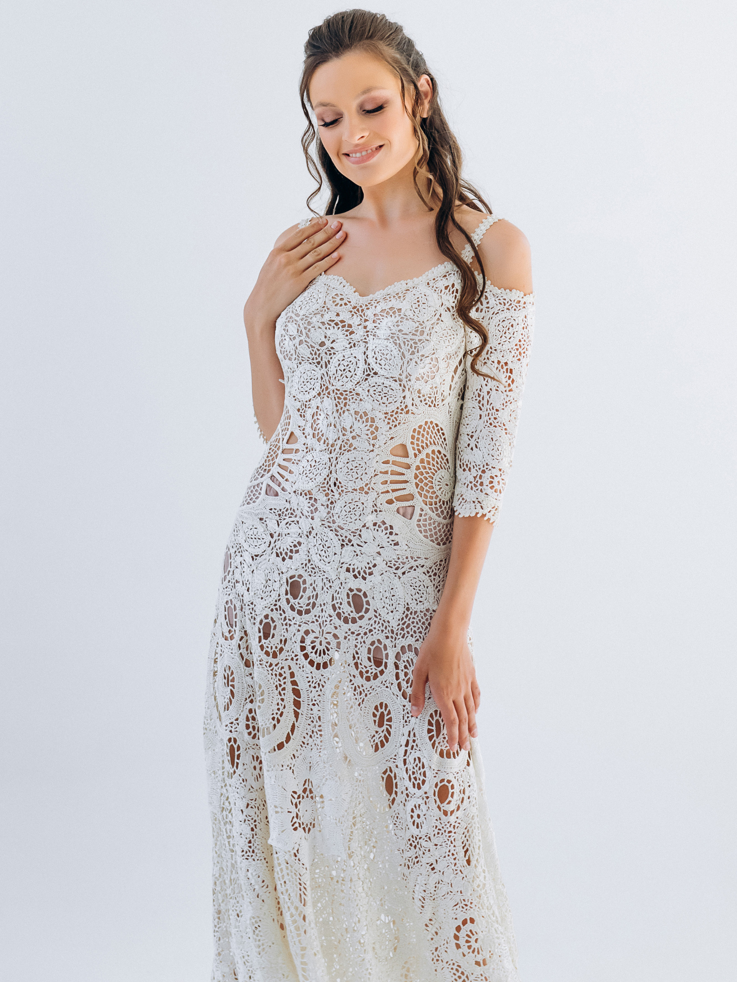 Весільна сукня “GRACE” – ручна робота, ірландське мереживо, айворі