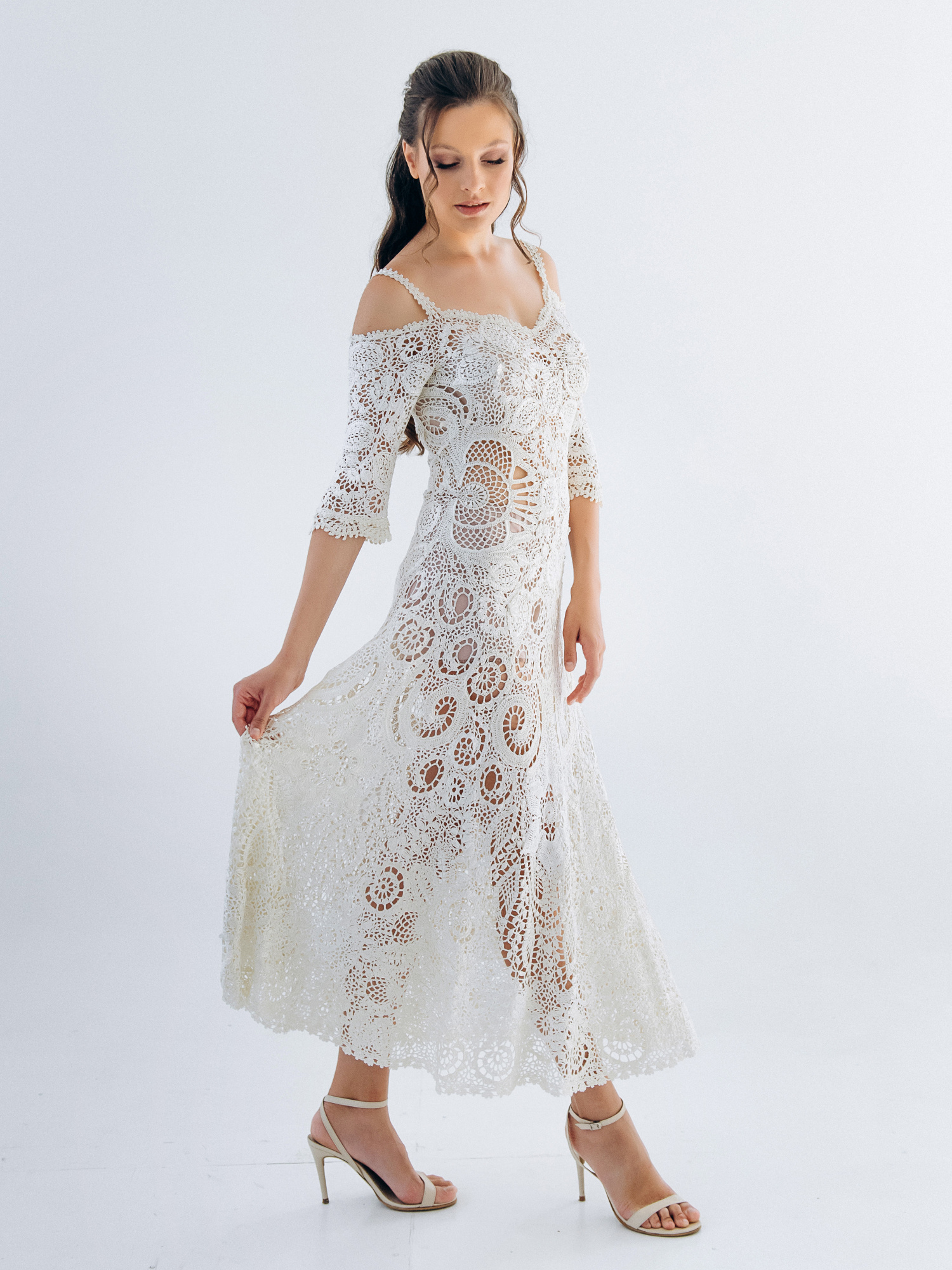 Весільна сукня “GRACE” – ручна робота, ірландське мереживо, айворі