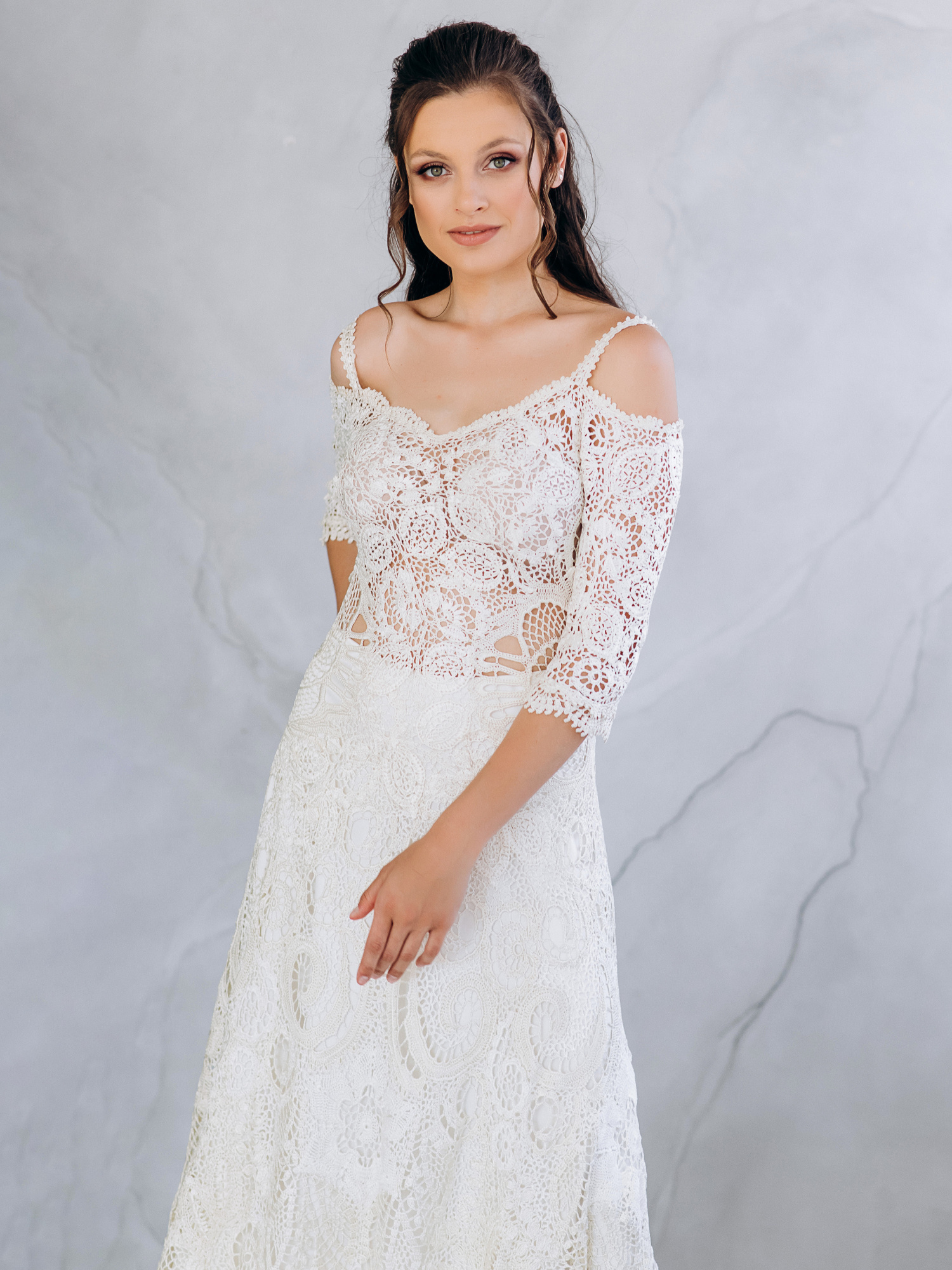 Весільна сукня “GRACE” – ручна робота, ірландське мереживо, айворі