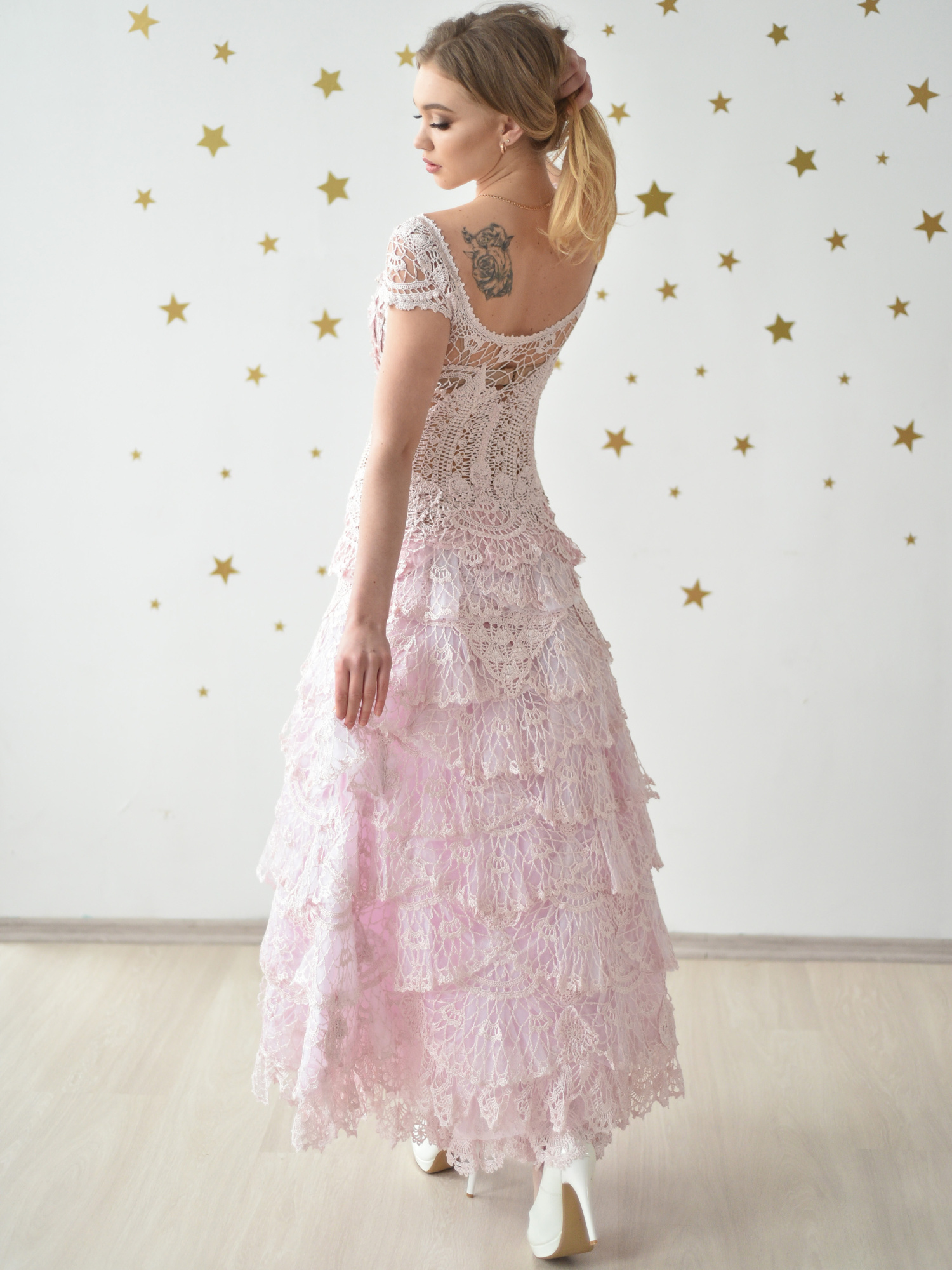 Сукня "VIVIENNE" – весільна максі сукня ручної роботи, рожевий колір