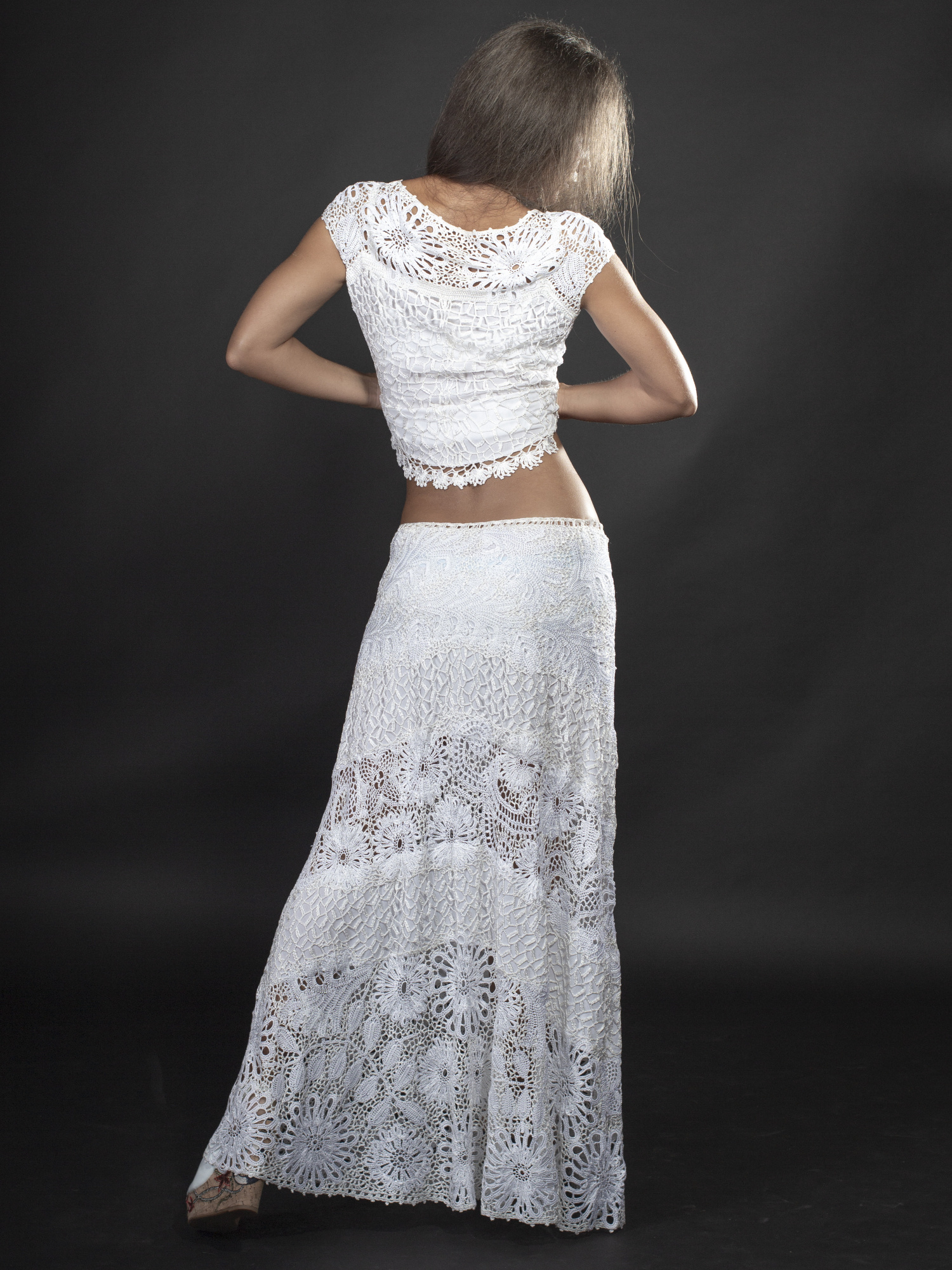 Спідниця “QUINCY” – біле мереживо, ручна робота, італійська віскоза