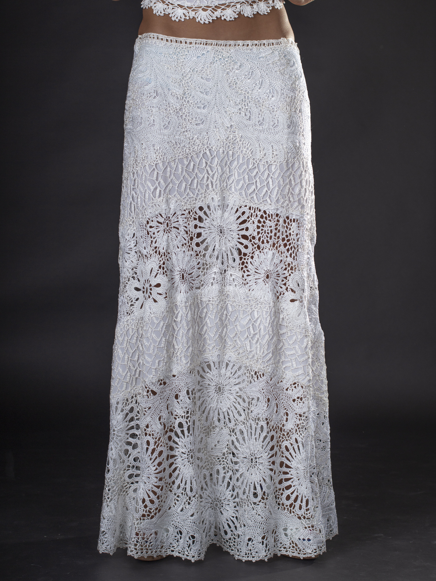 Спідниця “QUINCY” – біле мереживо, ручна робота, італійська віскоза