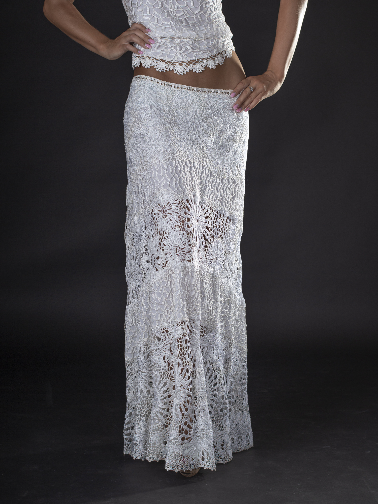 Спідниця “QUINCY” – біле мереживо, ручна робота, італійська віскоза