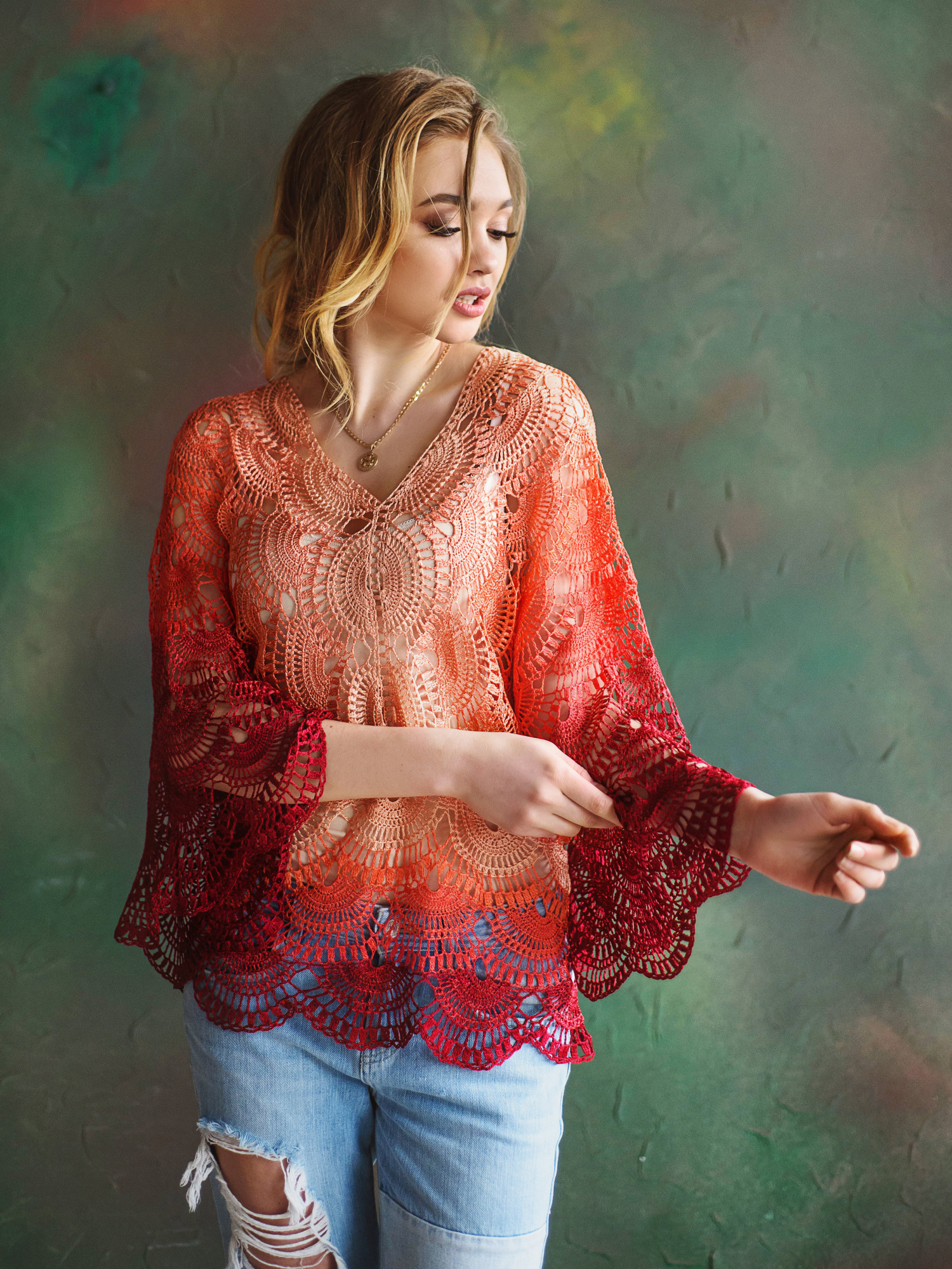 Handmade Oversized Crochet Blouse “SONIA” – M/L