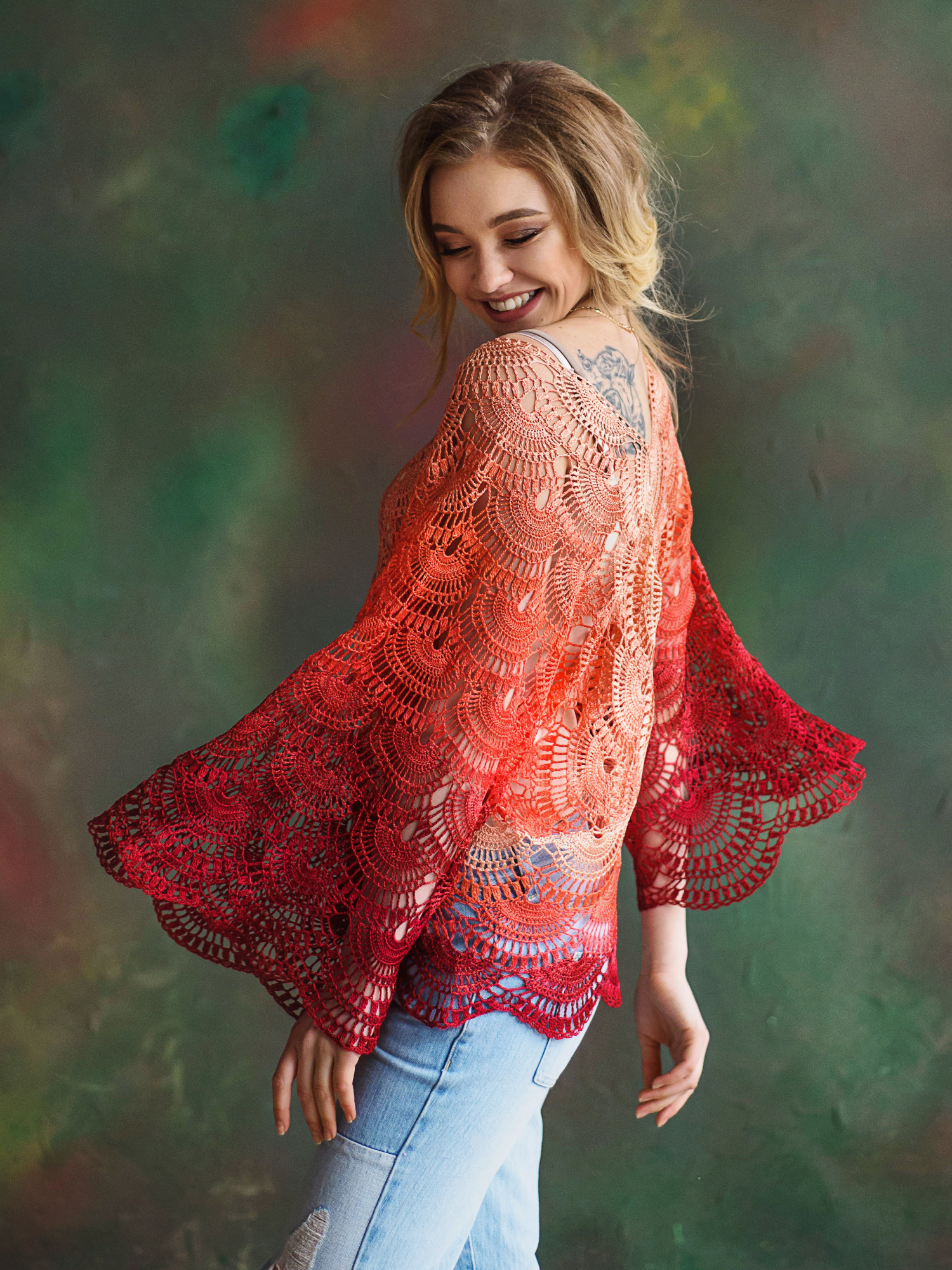 Blouse en crochet “SONIA” fait main – Taille M/L