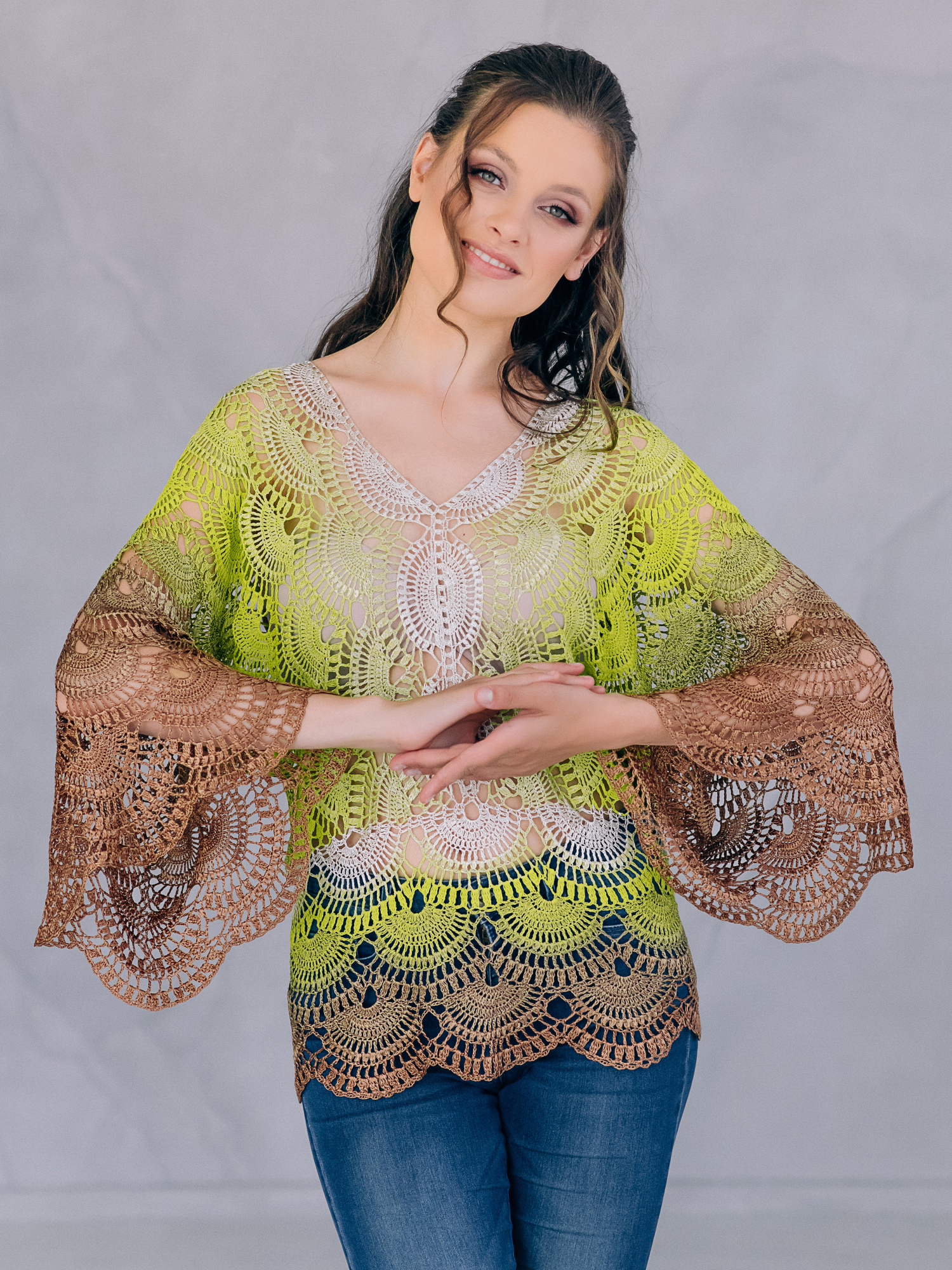 Blusa all’uncinetto “SONIA” fatta a mano – Taglia M/L